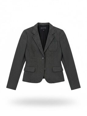Banana Republic Gray Herringbone Wool Blend Blazer Size 6 Career Academia Preppy
